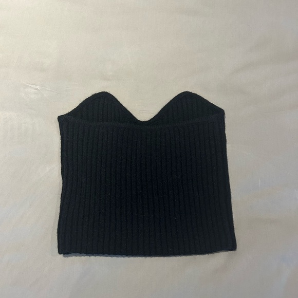 Black Ribbed Women's Sweater Top - Picture 3 of 3